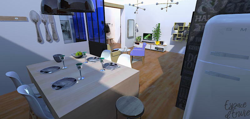 Projection 3D D'un Espace Bureaux En Appartement Habitable