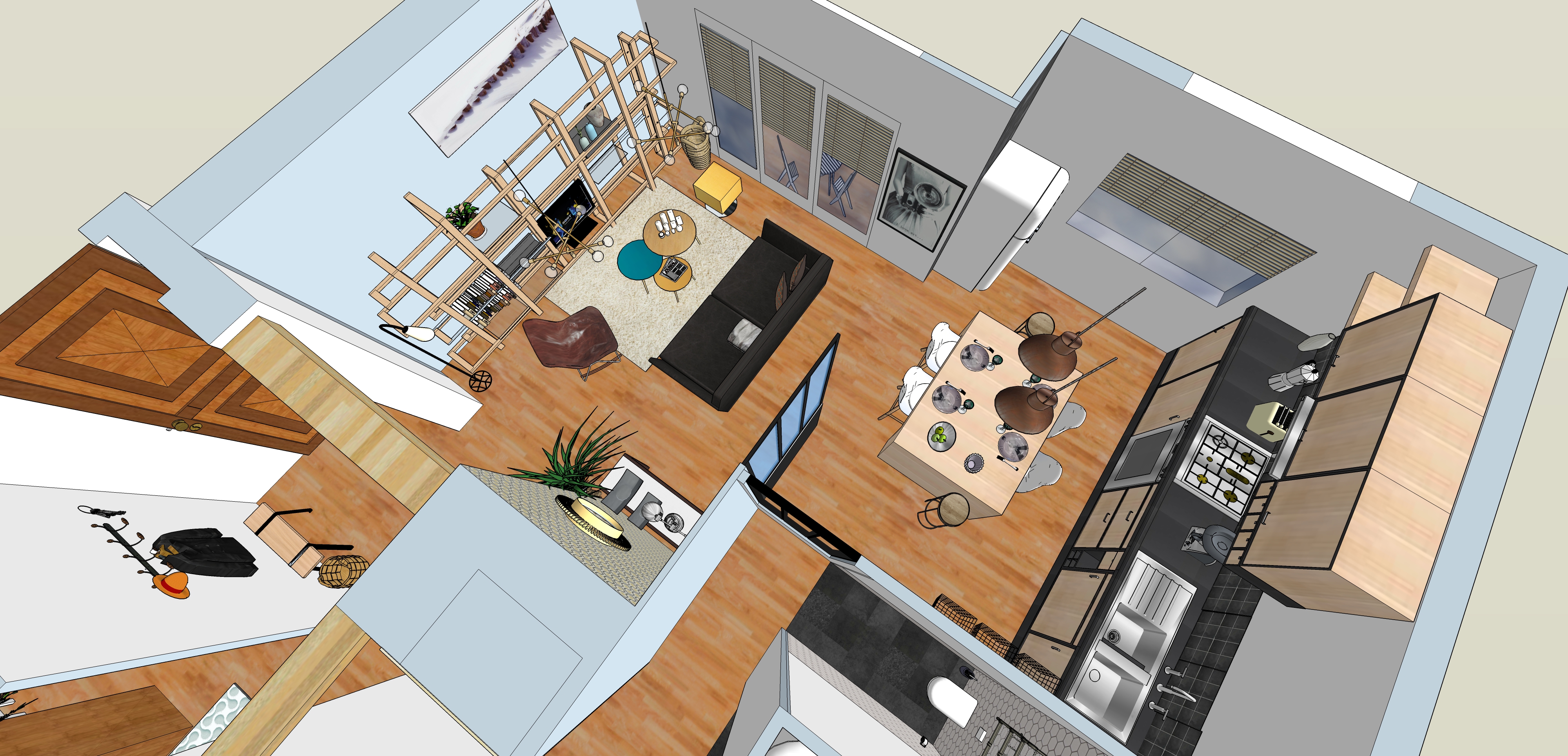 Projection 3D D'un Espace Bureaux En Appartement Habitable